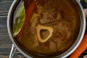 Beef broth simmering